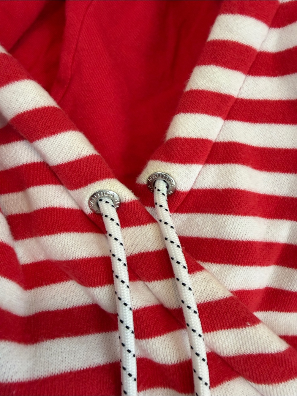 Nautica Red and White Striped Hooded Sweatshirt - Picture 4 of 15